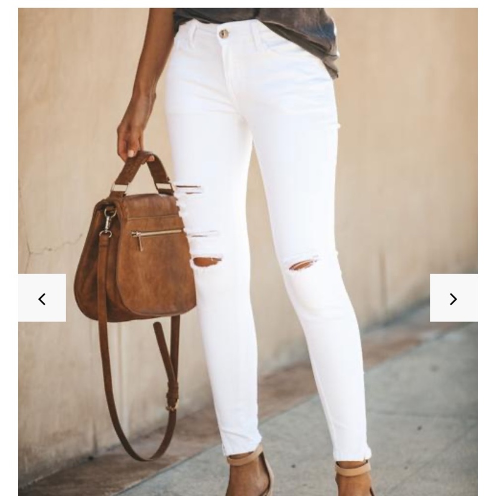 NEW KanCan Split Ankle Denim in White